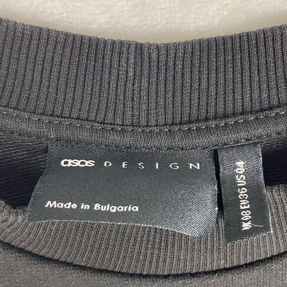 Asos Design Sweater Size 4 Black Crewneck Pullover Sweatshirt Casual - Picture 6 of 8